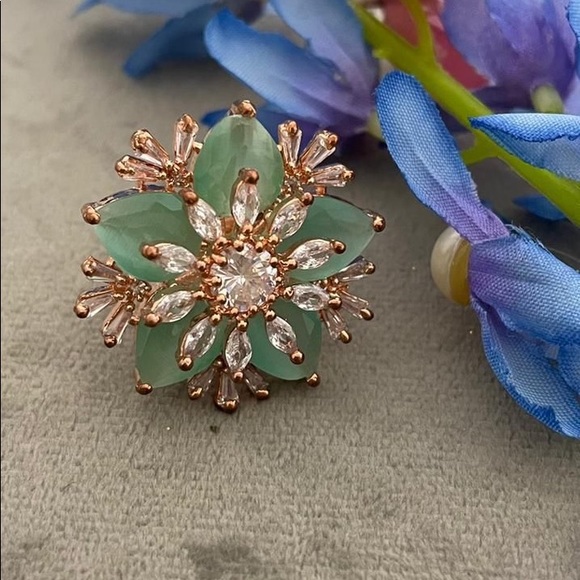 14k rose gold plated cocktail ring - Picture 1 of 6